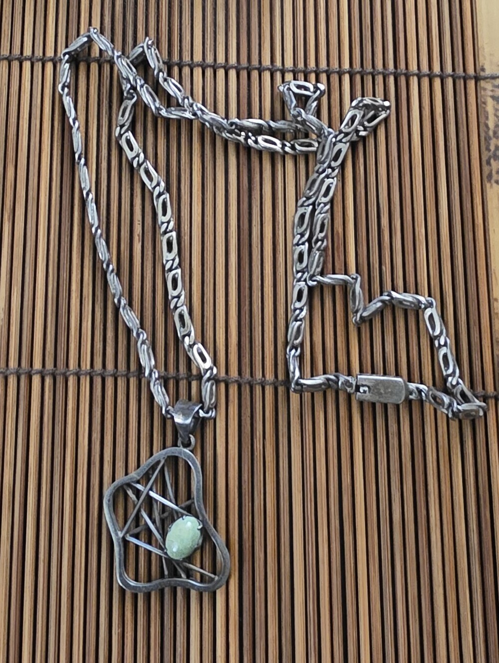 925 Silver Mexico Green Turquoise Necklace (Vintage)